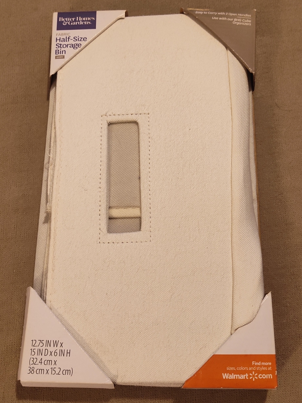 Better Homes And Gardens Cream Fabric Half-Size Storage Bin